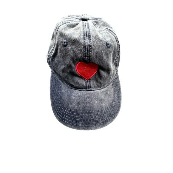 Headwear Accessories - Blue Denim Dad Hat Red Heart – Valentine's Day Love Y2K Coquette, NWOT